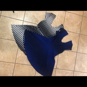 This black/white and blue/black striped dress